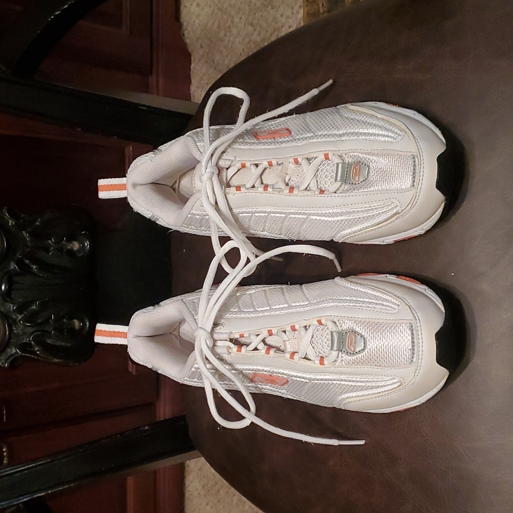 Reebok White and Orange Athletic Sneakers